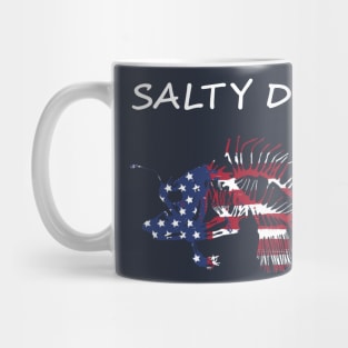 Salty Dog Painted American Flag Deep Sea Angler Skeleton Mug